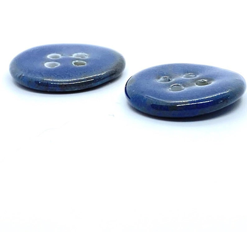handmade buttons, art buttons, large buttons, blue buttons, buttons for sewing, four hole button, large ceramic button, handbag button image 4