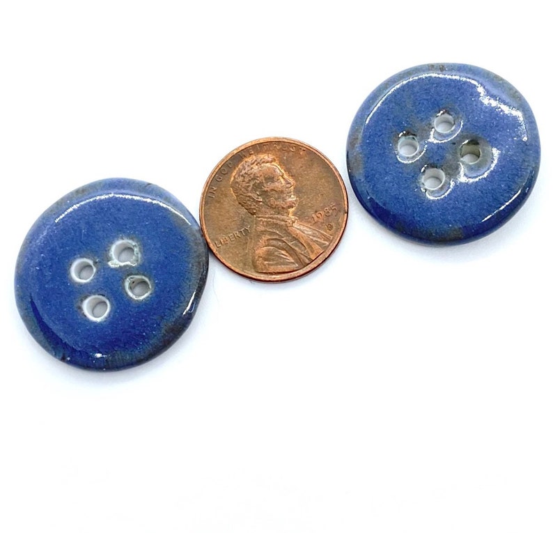 handmade buttons, art buttons, large buttons, blue buttons, buttons for sewing, four hole button, large ceramic button, handbag button image 5