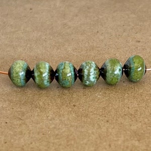 Enameled blue green beads, small round light green beads, jewelry making beads, enamel, copper, small round beads, Artisan Beads Plus image 2