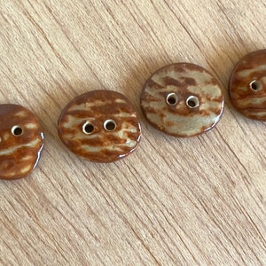 ceramic buttons, handmade ceramic buttons, one of a kind cream brown pottery buttons, handmade art buttons