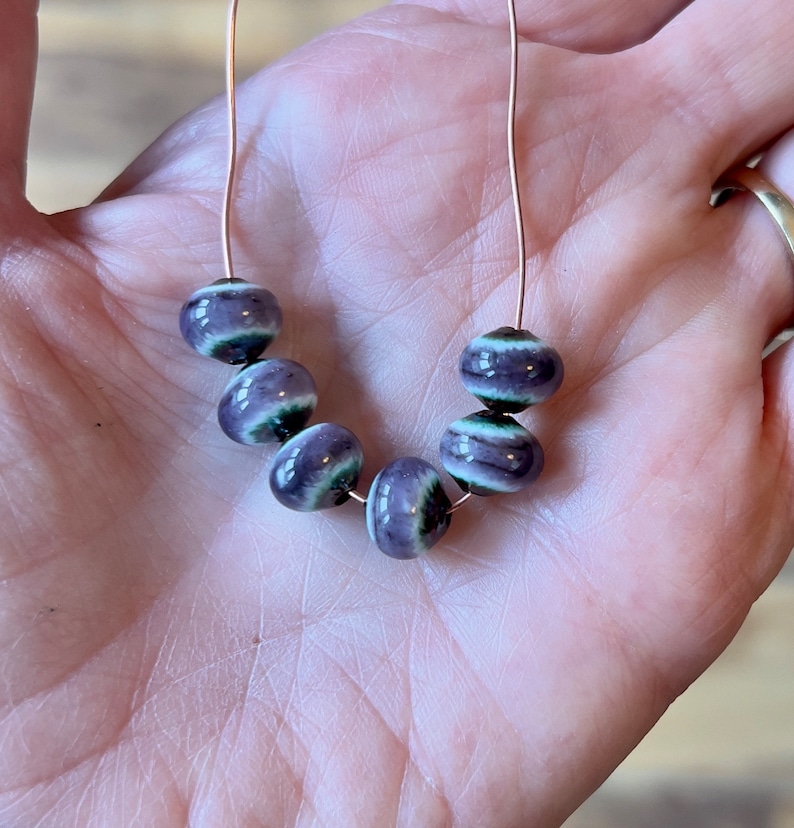 Enameled purple lavender beads, small round purple beads, jewelry making beads, enamel, copper, small round beads, Artisan Beads Plus image 5