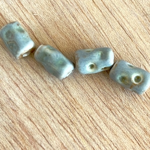 ceramic beads, handmade ceramic beads, one of a kind beads, light blue pottery beads, handmade art beads