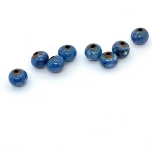 Enameled blue beads, Enamel copper beads, Small round, navy blue beads, beads for earrings, Small round enamel beads image 4
