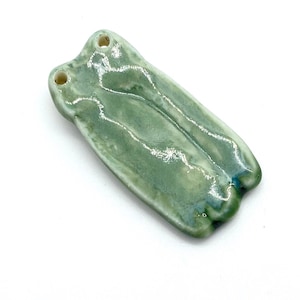 handmade ceramic pendant, pottery pendant, handmade pendant, focal, pendant, light green image 5