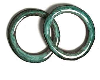 handmade enamel beads organic hoops blue turquoise green artisan hoops for earrings necklace bracelet jewelry component charm