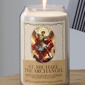 St Michael Archangel Candle: Soy Wax Spiritual Protection, 70-80 Hour Burn