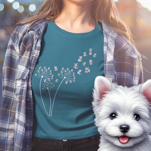 ウェスティ・ドッグTシャツ（レディース） - ウエスト・ハイランド・ホワイト・テリアのキュートなTシャツ。犬好きの方へのギフト。柔らかくフェミニンなフィット感。