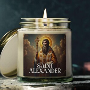 Saint Alexander Candle: Coconut Apricot Wax, Spiritual Scented Candle