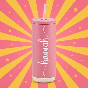 Individuell personalisierter Becher | Brautjungfer Becher mit Strohhalm | Urlaub Tassen | Junggesellinnenabschied | Hochzeit | Geburtstagstasse | Mädchentripp