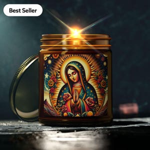 Our Lady of Guadalupe Candle – Virgin Mary Devotional Gift for Catholic Altar – Prayer, Healing & Mexican Religious Home Decor Blessing