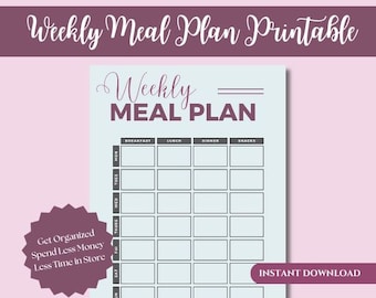 Weekly Meal Plan Printable - Etsy
