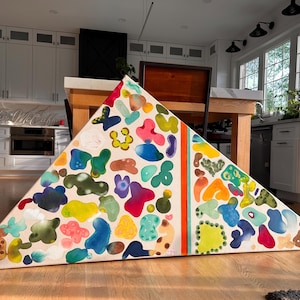 Large Original Artwork Triangle Shaped Abstract Painting Contemporary Art Modern Wall Art - &quot;Petri Dish&quot; 48x60&quot;