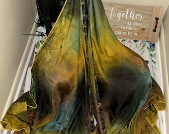 Hand Dyed Habotai Silk Flag: Shielded Warrior Design, 36x55