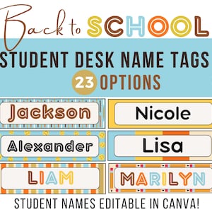 Editable Student Desk Plates, Student Desk Tags, Canva Editable Template, Student Name Cards, Student Name Labels,Desk Name Tags,Class Decor