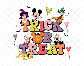 Halloween Mickey i przyjaciele Svg, Halloween Svg Png, Cukierek albo psikus Svg, Boo Svg, Svg, Halloween Kids Svg, Pliki PNG do sublimacji Cricut