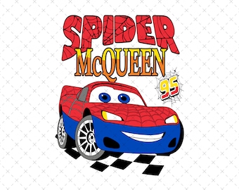 Spider Lightning McQueen Svg i Png, Samochody Png, Samochody Svg, Think Fast Cars Png, Png Cars Sublimacja Projekt, Plik Cyfrowy, Natychmiastowe Pobieranie