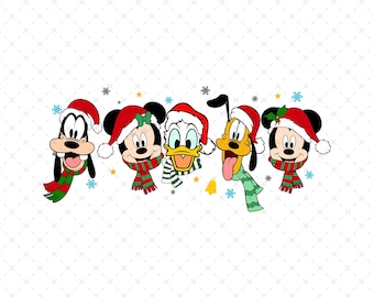 Retro Mouse And Friends Svg, Christmas Squad Svg, Character Xmas, Family Vacation, Christmas Friends, Christmas Shirt, Holiday Season Svg