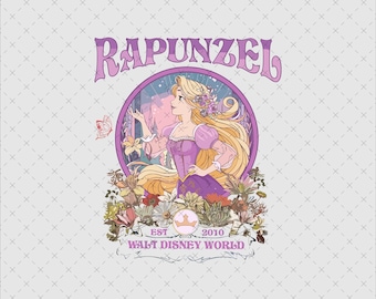 Retro Rapunzel Svg, Retro Princess Png, Retro Rapunzel Png, Floral Rapunzel Png, Rapunzel, Tylko Png i Svg, Natychmiastowe pobieranie, Plik cyfrowy