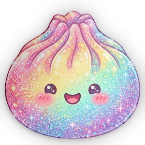 Rainbow Glitter Dumpling Pillow – Kawaii Plush Cushion for Kids, Bedding Essentials