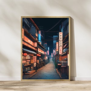 Travel poster, Japanese street poster, colorful Japanese wall decoration, art print, Asian art gift, gift idea