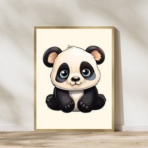 Cartel de panda | cartel habitación infantil | cartel panda de China | Arte de pared asiático | Decoración de pared minimalista | idea de regalo