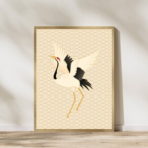 Japanese crane poster | Japanese Art Print | Gift idea | Wall art Japan | Minimalist wall decoration | birds poster