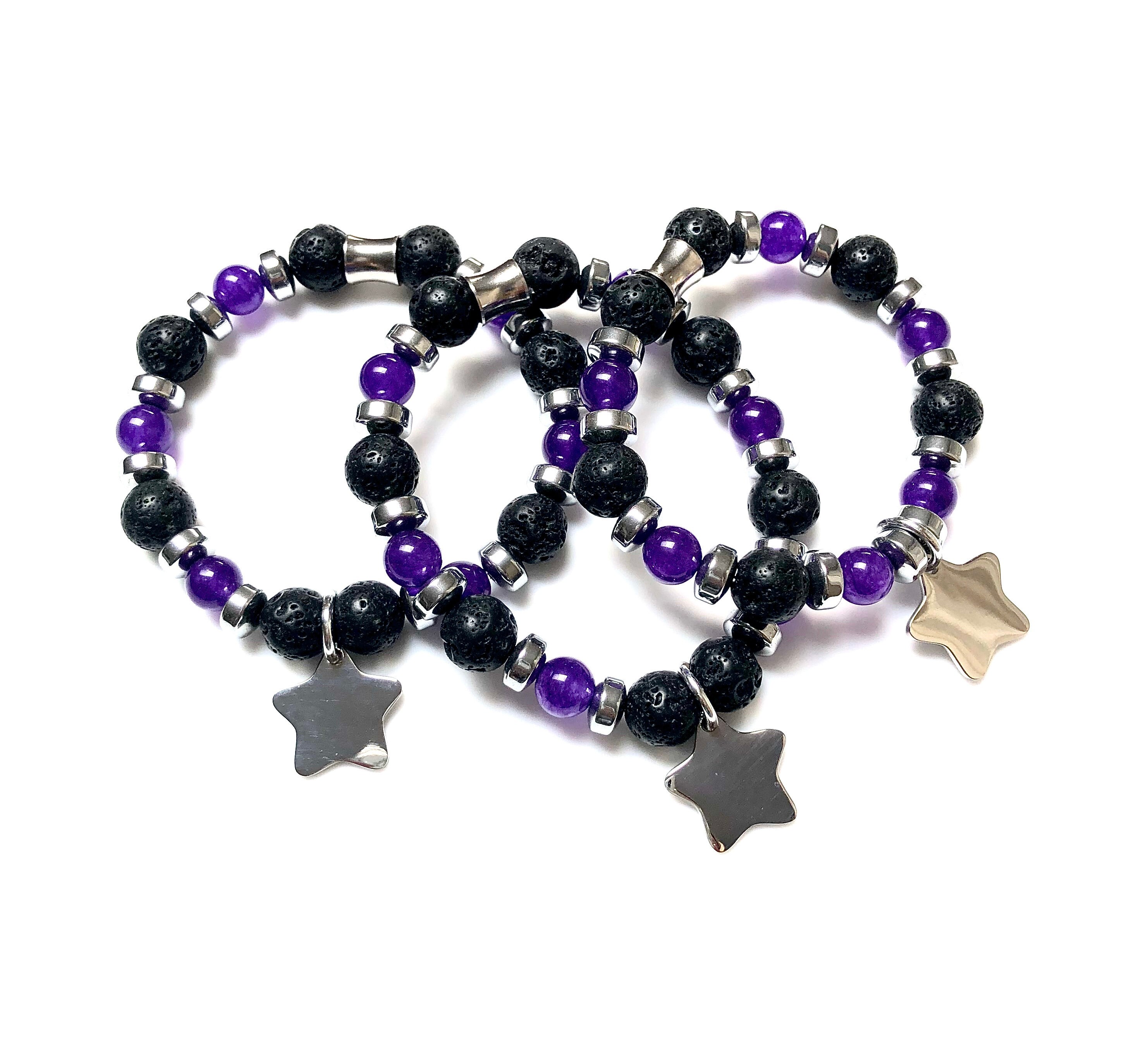Silver Star Bracelet Beaded Bracelet Unisex Perfect For A Man Etsy
