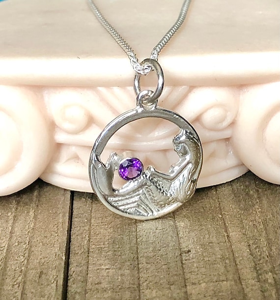 Sterling Silver Mermaid Pendant Amethyst Faceted Gemstone Wheat Chain  Carved Artisan Charm Bezel Set Blue Gem Sea Life Fantasy Magical Siren -  Etsy