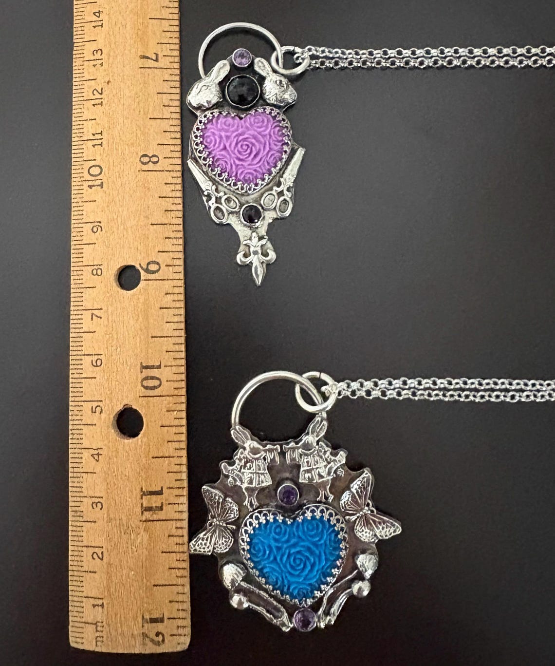 Sterling Silver Pink Roses Heart Rabbit Scissors Pendant Wicked ...