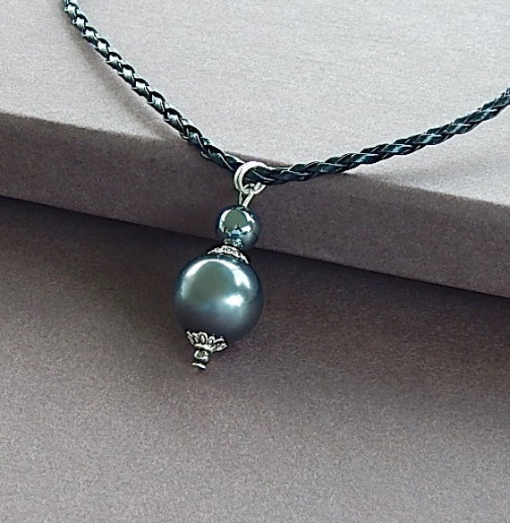 Men's Pearl Necklace Swarovski Tahitian 