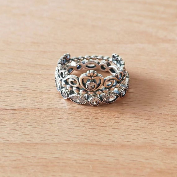 Sterling Silver Tiara Ring With Clear CZ Crystal – Sizes J To U, Princess Style, New With Tags
