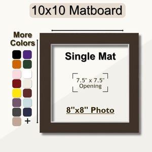 10x10 Premium Matboard for 8x8 photo or artwork | Multiple Colors Available | Acid Free