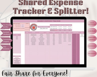 Shared Expense Tracker | Group Travel, Roommate, Couple and Friends Expense Splitter | Group Expense Calculator | Google Sheets Template