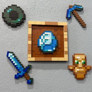 Magnetic Item and Frame - Pixelated 3D Printed Wall Decor with Swappable Items