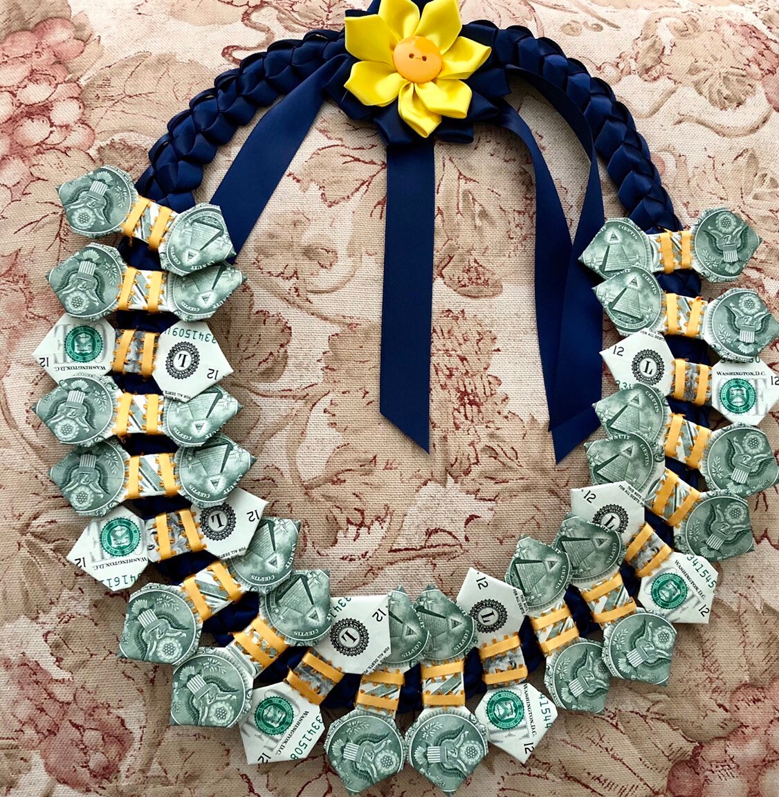 Premium Orange Hawaiian Crown Lei Headband Paradise Petunia with Orchids Boho