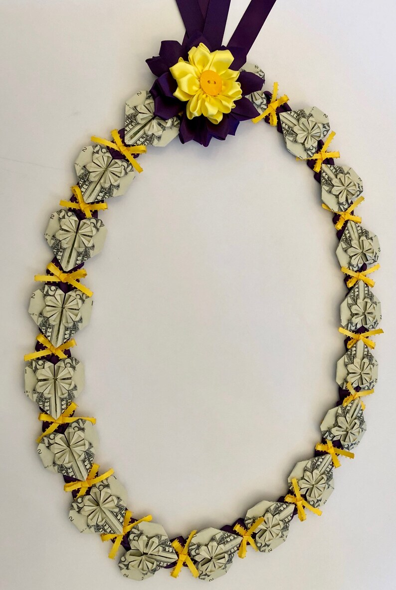 Graduation Wedding Birthday Hawaiian Money Lei Origami Heart Shape Make To Order - 