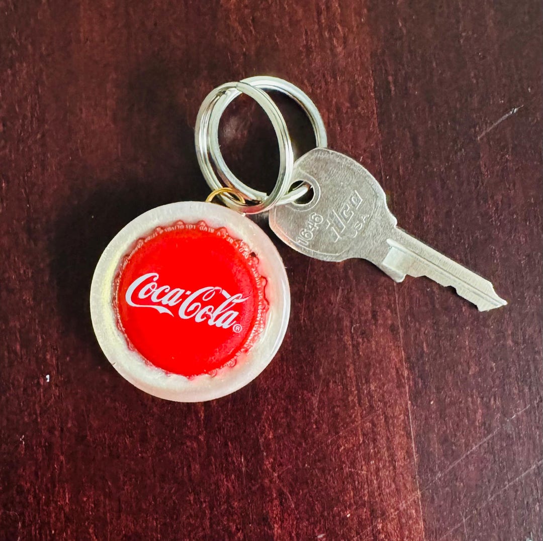 Handmade Coca-cola Bottle Cap Keychain: Epoxy Resin Keyring - Etsy