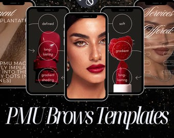 PMU Instagram Templates: Microblading & Brow Marketing (Canva Editable)