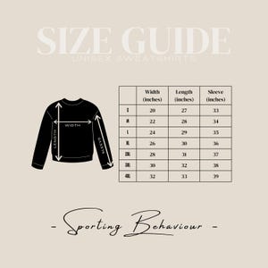 May include: Size chart for unisex sweatshirts. The chart shows the width, length, and sleeve length in inches for sizes S through 4XL.