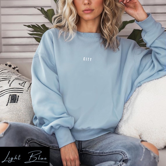 City Fan Minimalist Unisex Cotton Sports Sweatshirt, Soccer Football Jumper Christmas Gift for Him, Cute Rugby Pullover Present for Her