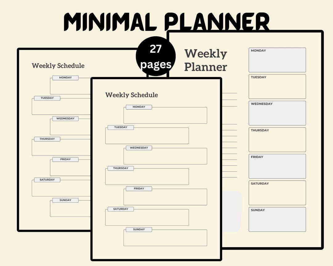 Minimal Weekly Planner Printable | Undated Weekly Schedule | To-do List ...