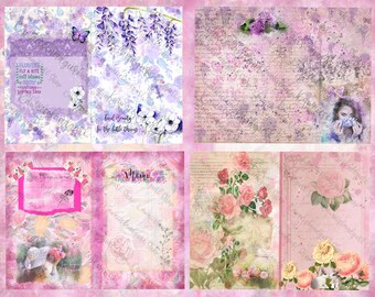 In the Garden Digital Journal Kit~ Vintage Bunnies, Florals, Easter, Spring, Romantic Roses