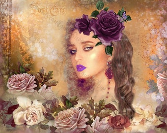 Purple Autumn Beauty Digital Journal Kit~ Journal page, ephemera