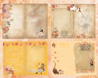 Autumn Bliss Digital Journal Kit~ Autumn Florals, coffee, fashion girls, and more