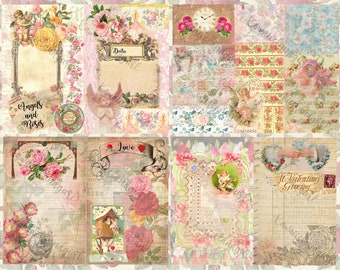 Valentines Love Digital Journal Kit~ Vintage Romantic Roses, Florals, Victorian, Valentines