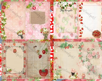 Strawberry Summer Dreams~ Journal pages, Strawberries, Summer
