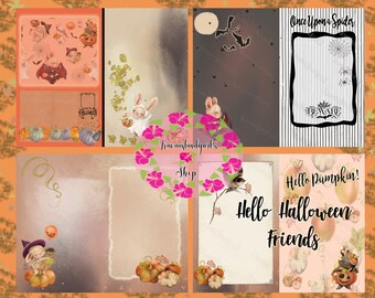 Hello Halloween Friends Digital Journal Kit~ Halloween Cuties, pumpkins and more