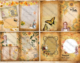 Forever Anne Digital Journal Kit~ Autumn Florals, sunflowers, journal pages