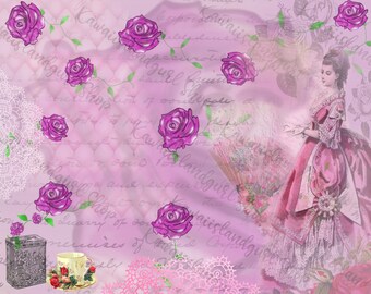 Victorian Rose stationery~digital papers, stationery, envelope