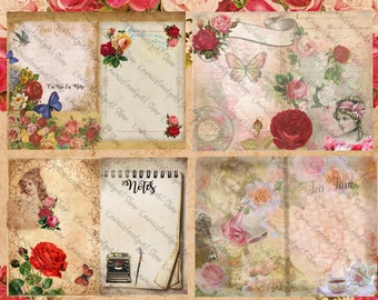 La Vie En Rose Digital Journal Kit~ Vintage Romantic Roses, Florals, Victorian